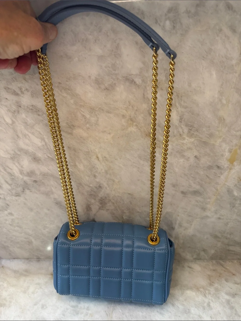 Kate Spade New York Evelyn Quilted Small Convertible Shoulder Bag Manta Blue.